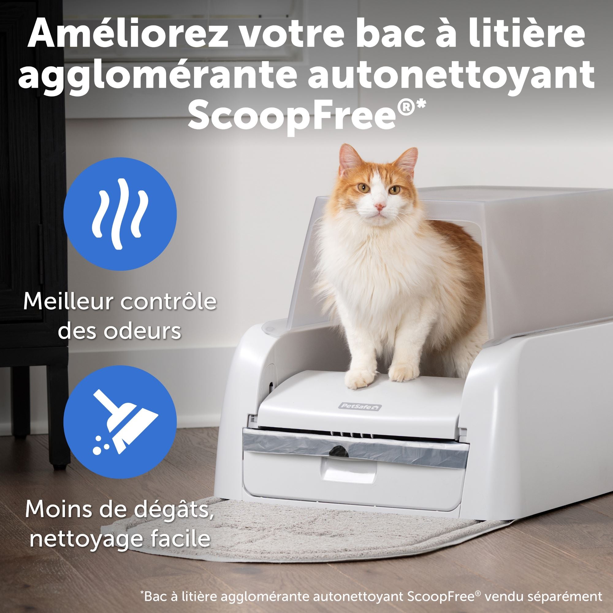 Ensemble couvercle et accessoires de bac à litière agglomérante autonettoyant ScoopFree™